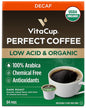 VitaCup Organic Perfect Dark Roast Decaf Coffee Pod for Pure & Clean Energy, Antioxidants, Low Acid, Peru Single Origin in Recyclable Single Serve Pod Compatible with Keurig K-Cup Brewers, 64 CT