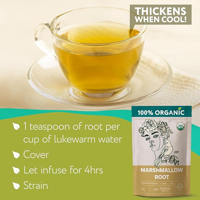 Marshmallow Root Tea Organic - Marshmellow Root Plant - Dried Althea Herb - Throat Coat Tea - Large Bag 10 Ounces