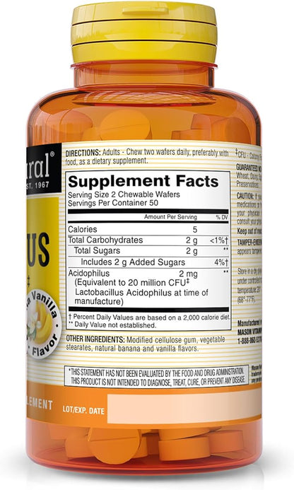 MASON NATURAL Acidophilus 20 Million CFU 100 Chewables 3)