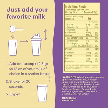 FlavCity Protein Powder Smoothie, Vanilla 100% Grass-Fed (25g of (29.84 oz)