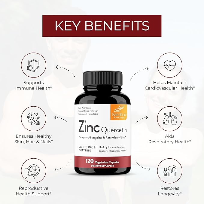 Sandhu's Zinc Quercetin 120 Vegetarian Capsules 3) –