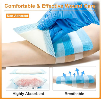Carbou Super Absorbent Wound Dressing Pads 4"x 8", 8", 10 10 Individual