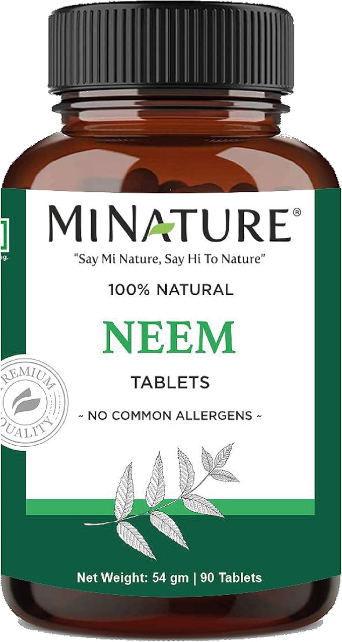 Neem Tablets by mi Nature| 90 1000 mg| 45 Days