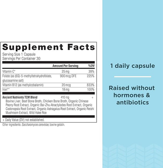 Iron Supplement by Ancient Nutrition, 18mg 30 Capsules