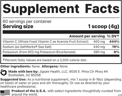 Jigsaw Health Adrenal Cocktail + Wholefood Vitamin C | with Potassium Bicarbonate, Sea Salt, and Acerola Cherry Extract | 60 Servings (Jar)