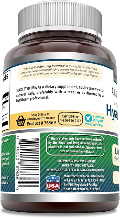 Amazing Formulas Hyaluronic Acid & MSM Supplement | 1000 Mg Per Serving | Capsules | Non-GMO | Gluten Free | Made in USA (1 Pack, 60 Count)