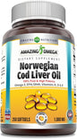 Amazing Omega Norwegian Cod Liver Oil 1000 Mg Omega-3, EPA, 250 Count)