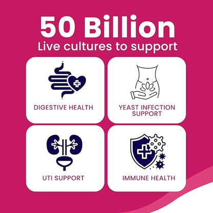 Vaginal Probiotics for Women - Supports pH Balance, Vaginal, Urinary, & Digestive health - 50 Billion CFU & 15 Unique Strains for Healthy Vaginal Odor & Vaginal Flora - Shelf Stable 60 Capsules