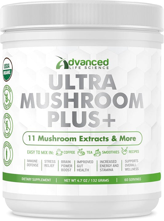 Ultra Mushroom Plus+ – Organic Mushroom 11 Mushroom 132 grams (4.7oz.) –