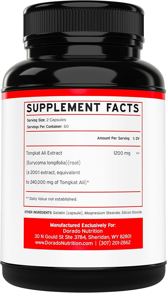 Tongkat Ali For Men 1200mg (200 to 1 Extract) - 120 Capsules - Longjack Supplement - Premium Tonkat-Ali Supplement - Support Strength, Drive, Athletic Performance & Muscle Mass - Gluten Free & Non-GMO