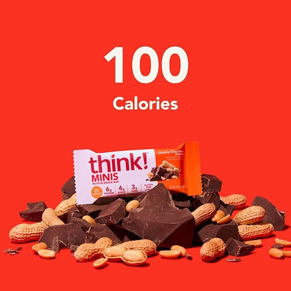 think! Minis Protein Snack Bar, Gluten Free, Chunky Chocolate Peanut, 15 Count