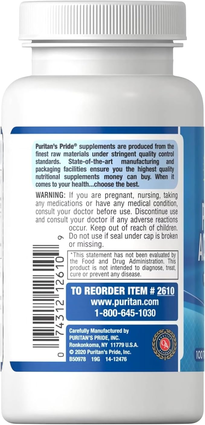 Puritans Pride Probiotic Acidophilus Tablets, White, 100 Count