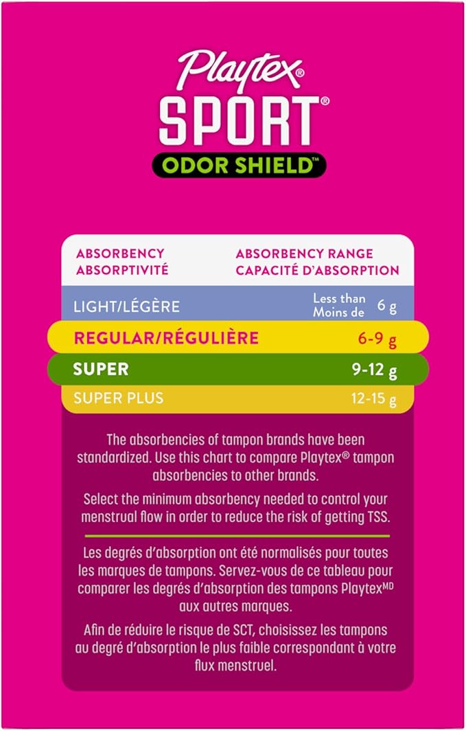 Playtex Sport Odor Shield Tampons, Multipack (16ct Regular/16ct Regular/16ct Super 32ct (Pack 1)