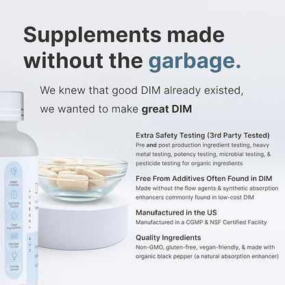 DIM (Diindolylmethane) Supplement | 60-Day Supply | Plastic-Free | Quality Ingredient Testing | Hormonal Balance | PCOS | Menopause | Hormonal Acne | Estrogen Balance
