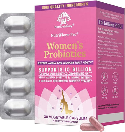 NutriCelebrity NutriFlora-Pro Probiotics for Women 10 Billion 6 Strains (30 Caps)