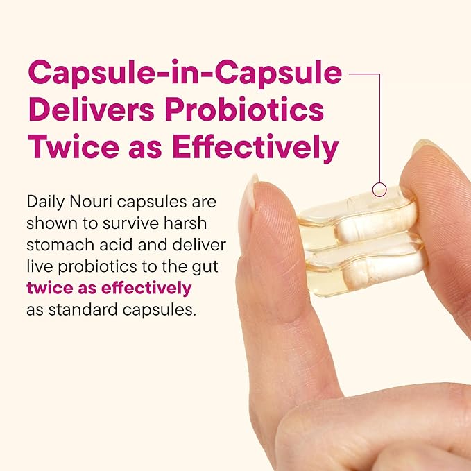 Daily Nouri Women’s Probiotic | Vaginal, Digestive, Immune Health & UTI Support | Whole Cranberry & Vegan Ahiflower Omega Oil | 30-Day Supply