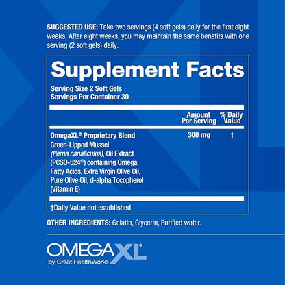 OmegaXL Joint Support Supplement, for Relief - Natural Muscle Support, Green Lipped Mussel Oil, 60 Count & MemoryXL, Magnesium L-Threonate: Brain Supplement for Memory & Focus Unflavored 30 Pack