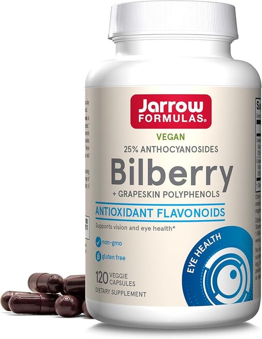 Jarrow Formulas Bilberry + Grapeskin Polyphenols, 60 Veggie 30 Day