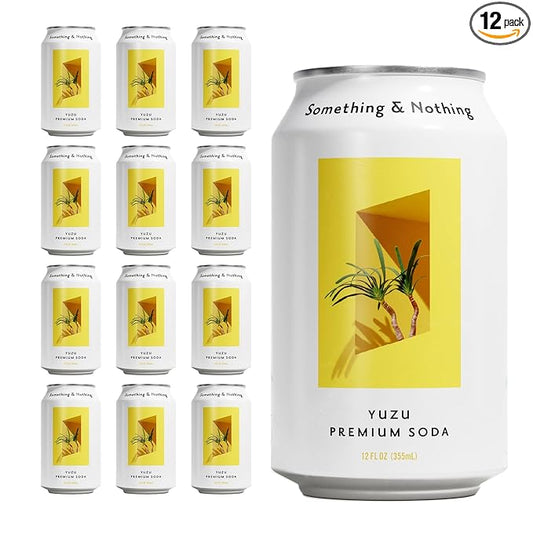 Something & Nothing Flavoured Sparkling Water - Lightly Carbonated, Full Flavoured with Added Grape & Lemon Juice | Vegan & Low Calorie Soda | 350ml Cans, Pack of 12 (Yuzu)