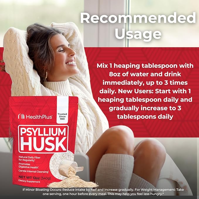 Health Plus, Psyllium Husk, 12 oz, 48 Servings