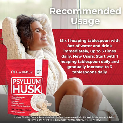 Health Plus, Psyllium Husk, 12 oz, 48 Servings