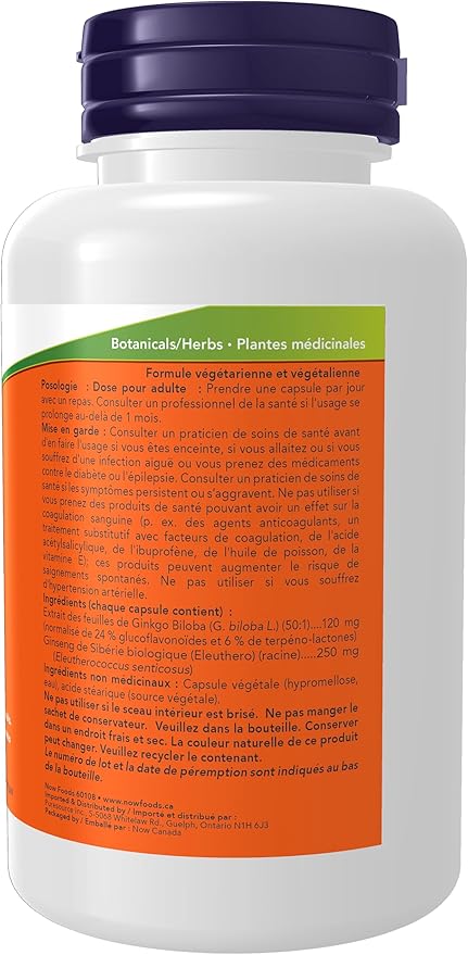 NOW Supplements, Ginkgo Biloba 120 mg, 100 Veg