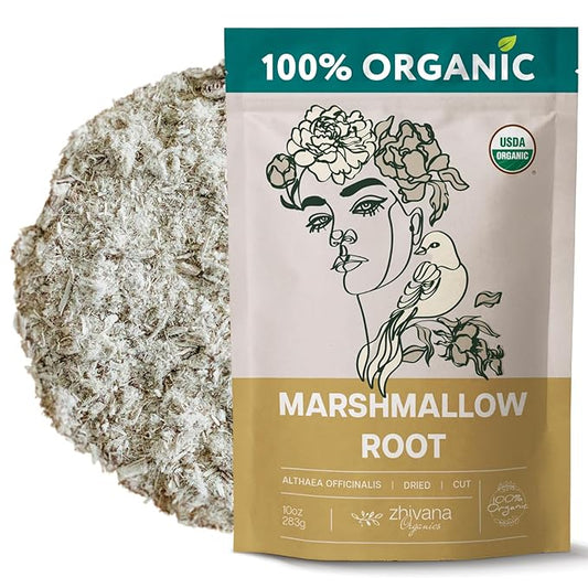 Marshmallow Root Tea Organic - Marshmellow Root Plant - Dried Althea Herb - Throat Coat Tea - Large Bag 10 Ounces