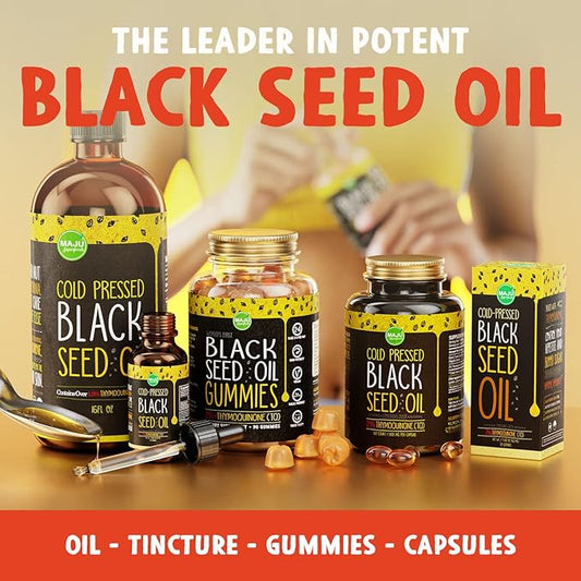 Maju Superfoods Black Seed Oil Capsules, Strong Cold Pressed, 2% Thymoquinone, 100% Turkish Black Cumin Nigella Sativa Seed Oil, Organic BSO, Liquid Blackseed Oil, 120 Count, 500mg per Capsule