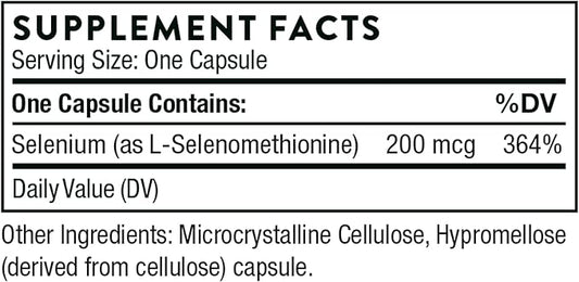 THORNE Selenium - 200 mcg Selenium Supplement for Antioxidant Support* - 60 Capsules