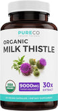USDA Organic Milk Thistle Capsules 80% Silymarin 300mg of 30:1 Milk 9,000mg - 60 Day