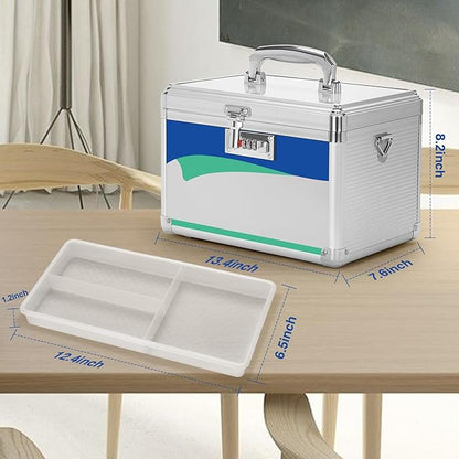Medicine Lock Box With Combination Lock 13.4 x 7.6 x 8.2 Inches