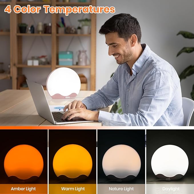 Wake up Light, Sunrise Alarm Clock 10,000 Lux 20 Brightness 4 Color 11 Color