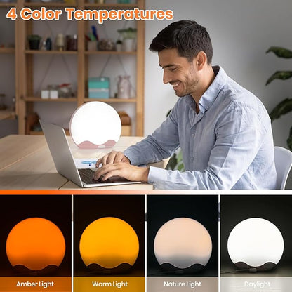 Wake up Light, Sunrise Alarm Clock 10,000 Lux 20 Brightness 4 Color 11 Color
