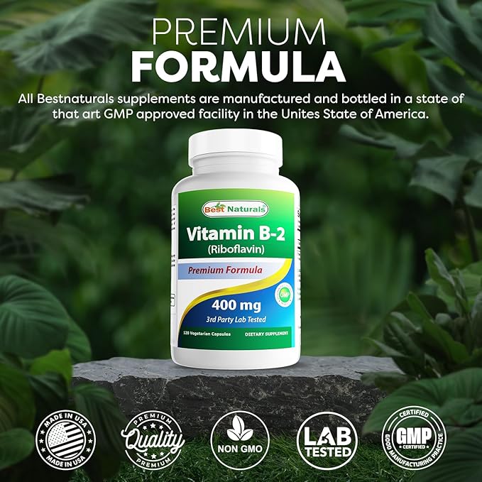 Best Naturals Vitamin B2 (Riboflavin) 400mg 120 Count (120 Count 1))