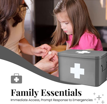 Flexzion First Aid Box Organizer Empty 13" Gray