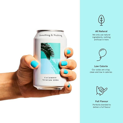 Something & Nothing Flavoured Sparkling Water - Lightly Carbonated, Full Flavoured with Added Grape & Lemon Juice | Vegan & Low Calorie Soda | 350ml Cans, Pack of 12 (Cucumber)