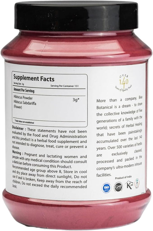 bixa BOTANICAL Hibiscus Powder (Hibiscus Rosa 1 Pound (16 Oz)|