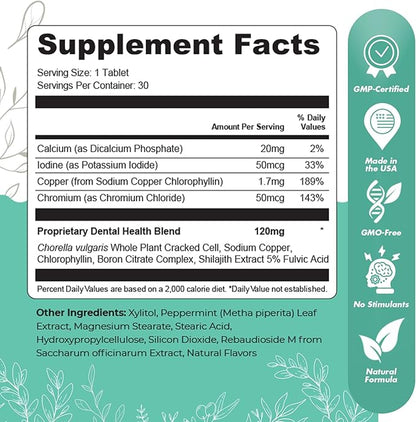 Denticore - Original Formulated Supplements for Teeth and Gums Health | Bad Breath Treatment for Adults | Boosts Oral Health - 100% Natural, Made in USA, 30 Tablets, 3 Month Supply