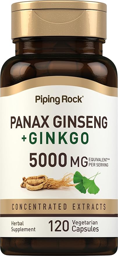 Piping Rock Panax Ginseng Capsules 5000 mg 120 Count