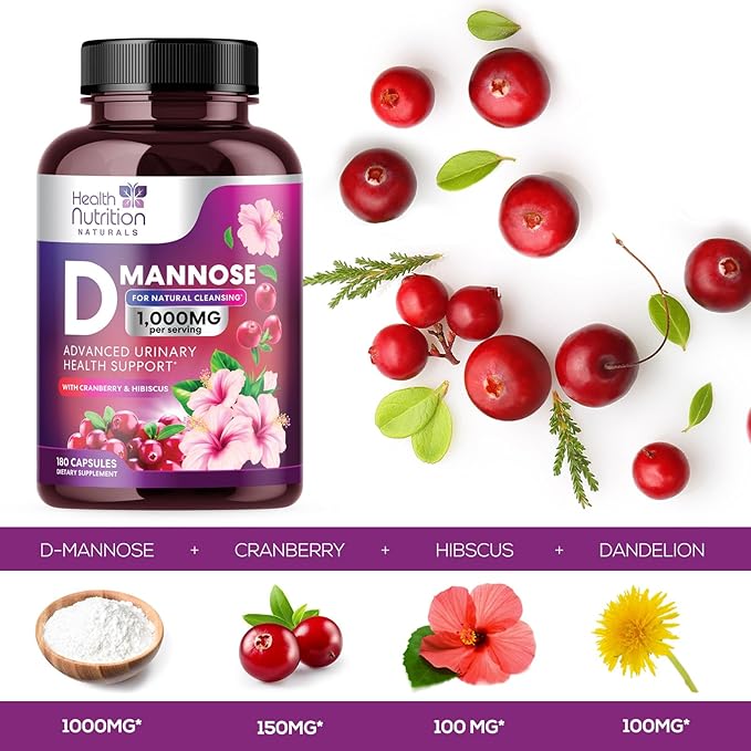D-Mannose & Cranberry Extract 1350mg Advanced 180 Capsules
