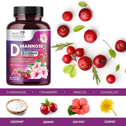 D-Mannose & Cranberry Extract 1350mg Advanced 180 Capsules