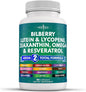 NEW AGE Eye Health Vitamins 6000mg Lutein 40mg Lycopene 40mg Resveratrol 3000mg Grape 6000mg Astaxanthin 60 Count