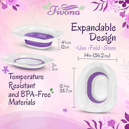 Fivona Yoni Steam Kit 3-in-1 Complete Set of Over The Toilet Foldable Steamer Seat and Hand Pump with 1 Pack of Blue Moon and 1 Pack of Sunrise Yoni Steaming Herbs