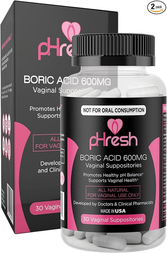 pHresh Boric Acid Suppositories for Women,