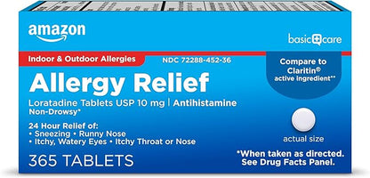 Amazon Basic Care Allergy Relief Loratadine 10 mg, 365 Count