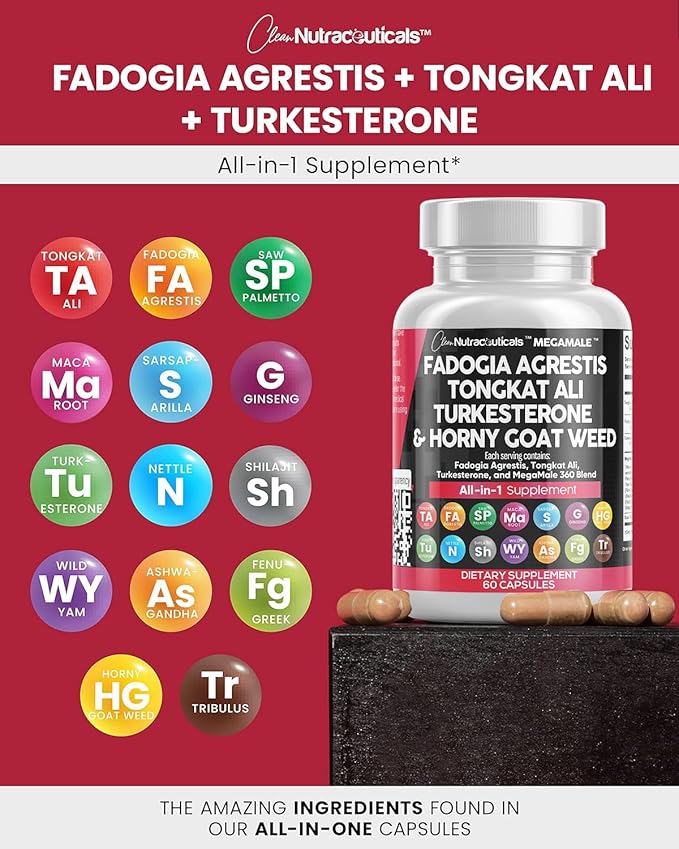 Fadogia Agrestis 5000mg Tongkat Ali 25000mg 5000mg Supplement 60 Count