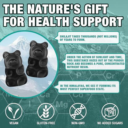 2 Packs 1000 MG Shilajit Supplement 85+ Trace 120 Counts