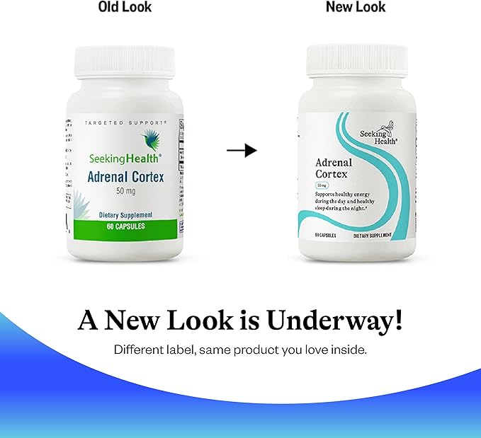 Seeking Health Adrenal Cortex, 50 mg per Capsule, Supports Healthy Nervous System, Stress Response, and Energy Levels, Immune System Support, Vegetarian Capsule (60 Capsules)*