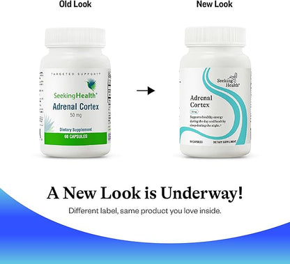 Seeking Health Adrenal Cortex, 50 mg per Capsule, Supports Healthy Nervous System, Stress Response, and Energy Levels, Immune System Support, Vegetarian Capsule (60 Capsules)*
