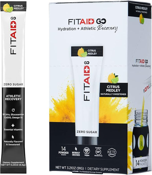 FITAID GO ZERO SUGAR Recovery Hydration Omega-3s, 100% 100% Clean, 5 calories, 14 pack